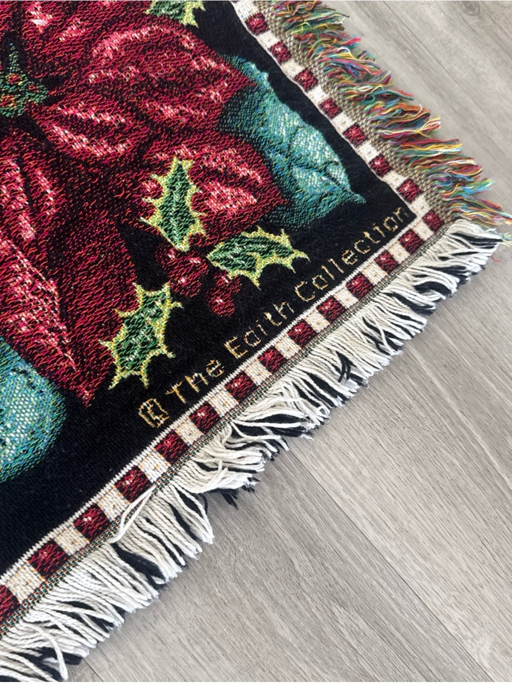 Goodwin Weavers Christmas Santa Old World Woven Tapestry Throw Blanket Bears - Picture 8 of 10